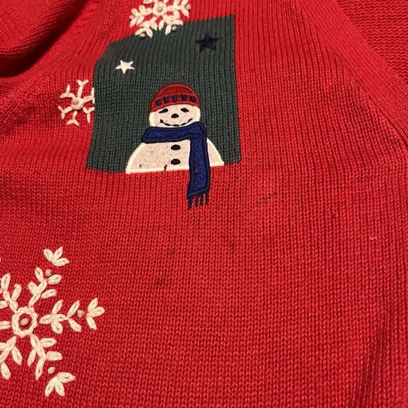 Classic Elements Ugly Christmas Cardigan Sweater Red Snowman Womens Size 20-22W - Picture 7 of 8